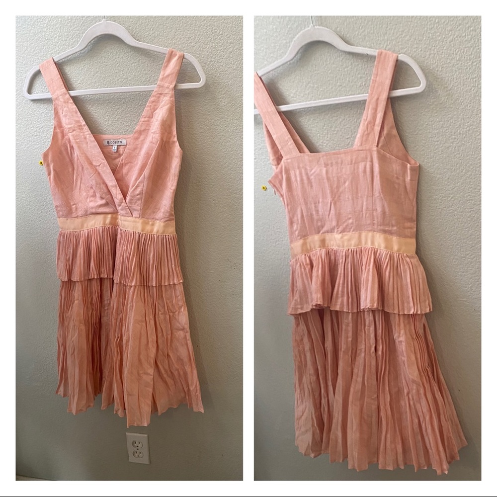 cosette pink layered frilly mini dress womens size 2